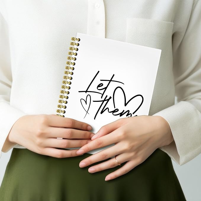 Let Them Inspirational Notebook Journal 5.5x8.3, Motivational Mental Health Notebook Gifts for Women Men, Positive Affirmation Gifts Hardcover Spiral Notebooks for Note Taking