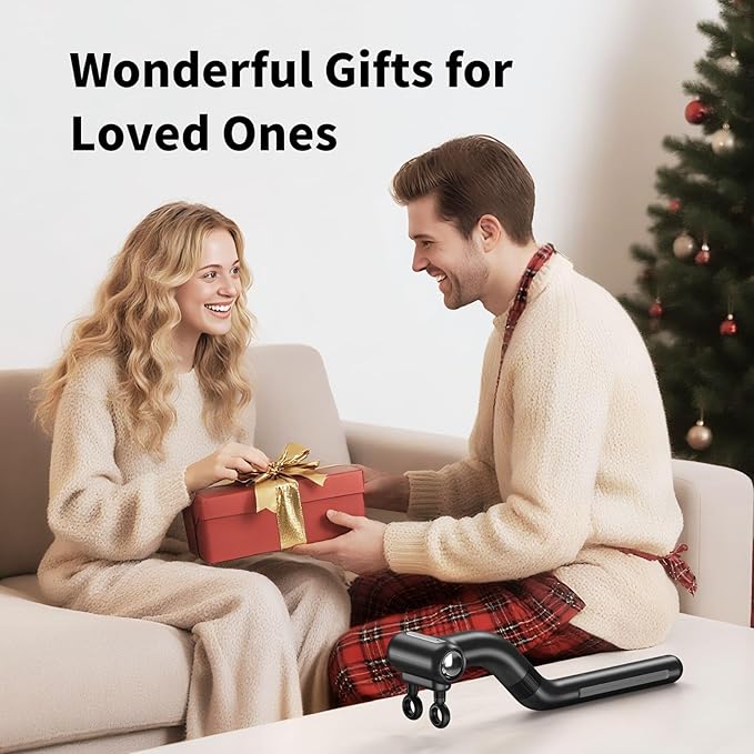 Dual-Head Massage Gun with Extension Handle, 3-in-1 Detachable Handheld Percussion Muscle Massager for Back Neck Shoulder Body Deep Tissue Pain Relief - 6 Speeds Levels (Black)