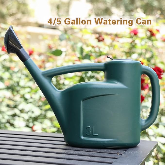 Small Watering Can for Indoor Plants, 0.8 Gallon Plastic Plant Watering Can with Long Spout, Lid and Detachable Sprinkler Head, 3L Lightweight Watering Pot for House Plants and Garden Flower