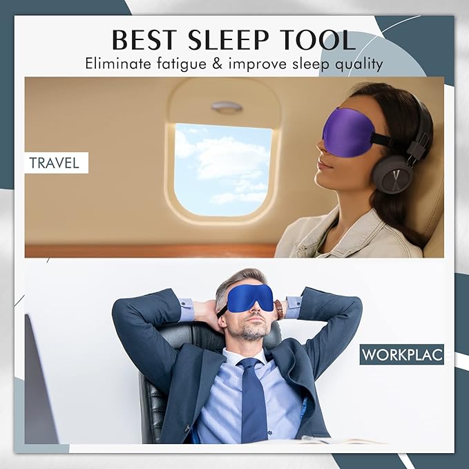 Bonuci 12 Pack Sleep Mask Blackout 3D Eye Mask for Ultralight Sleeping Night Blindfold Eye Covers with Adjustable Strap for Men Women Travel Gift Back and Side Sleeper(Purple, Black, Blue)