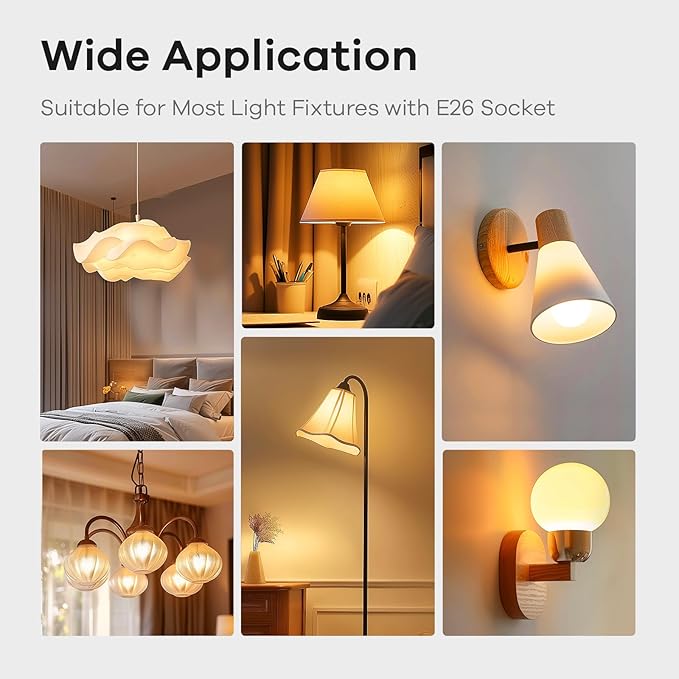 Linkind A19 LED Light Bulbs Dimmable, 60W Equivalent, Energy Efficient 9W, 2700K, 800 Lumens, E26 Standard Base, Lighting for Bedroom Living Room Home Office, 24 Packs