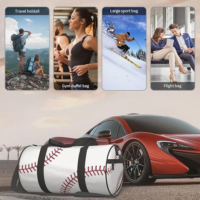 Baseball Funny Foldable Duffle Bag For Women - Workout Bag For Gym Men - Boy Gym Bag - Girls Small Weekender Duffel Bag - Packable Luggage Bag For Travel Sports