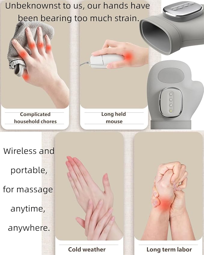Vivoir Hand Massager, Neurivo Relivio Hand Massager for Arthritis & Carpal Tunnel, with Heat Compression,3-Mode 5-Level Intensities 2-Hour Battery Life,15-Min Timer Massage, Rechargeable (2PC)