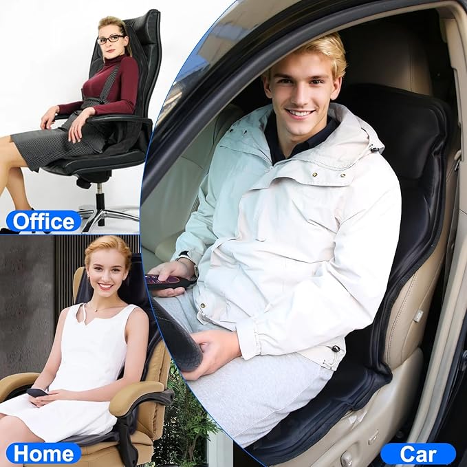Back Massager Chair Pad with Heat, Massage Seat Cushion, Multifunctional Back Massager Fatigue Stress Relief with Massage Vibration Timer for Men Women Home Office Car Use