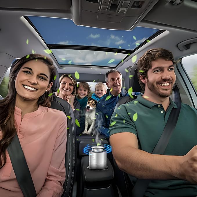 Car Essential Oil Diffuser, Waterless Aluminum Aroma Car Diffuser, 20ml Portable USB Type-C Rechargeable Wireless 1/2/4H Timer Long Lasting Freshener for Traveling Camping Working