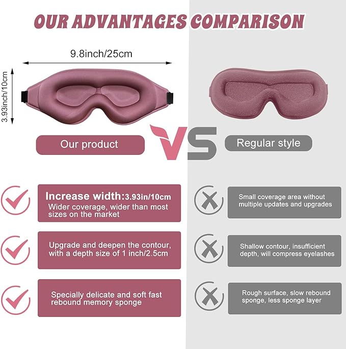 3D Advanced Eye Mask for Sleeping, Ultra Delicate Soft Skin Friendly Eye mask,100% Blackout Sleep Eye Mask for Sleep, Eyelash Extension Sleep mask, Sleeping Eye Masks for Men and Women