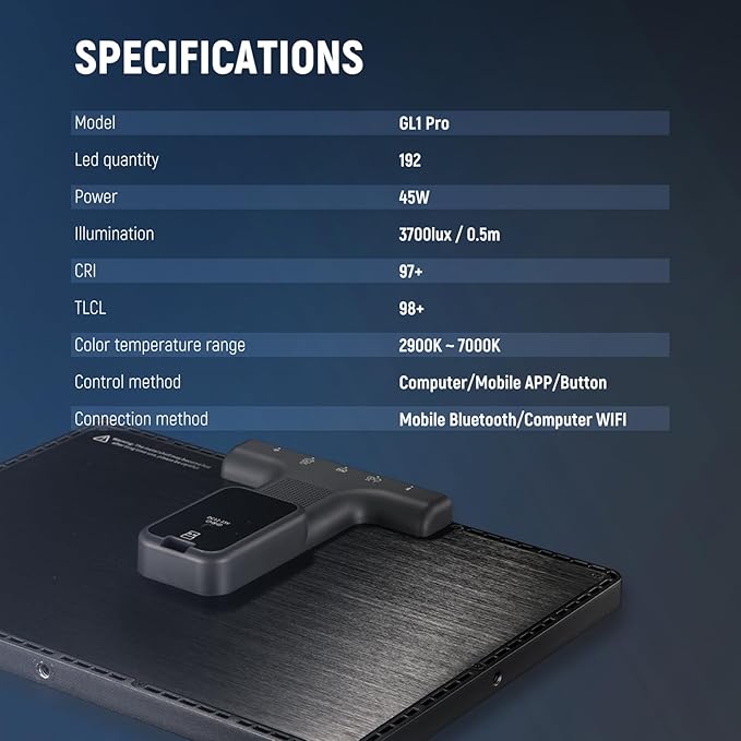 NEEWER 15.5" LED Streaming Key Light, CRI97+ Clamp on Desk Panel Video Lighting, 2.4G PC/Mac iOS/Android APP Control, Compatible with Elgato Stream Deck for Gaming Recording Zoom Call, GL1 PRO Black