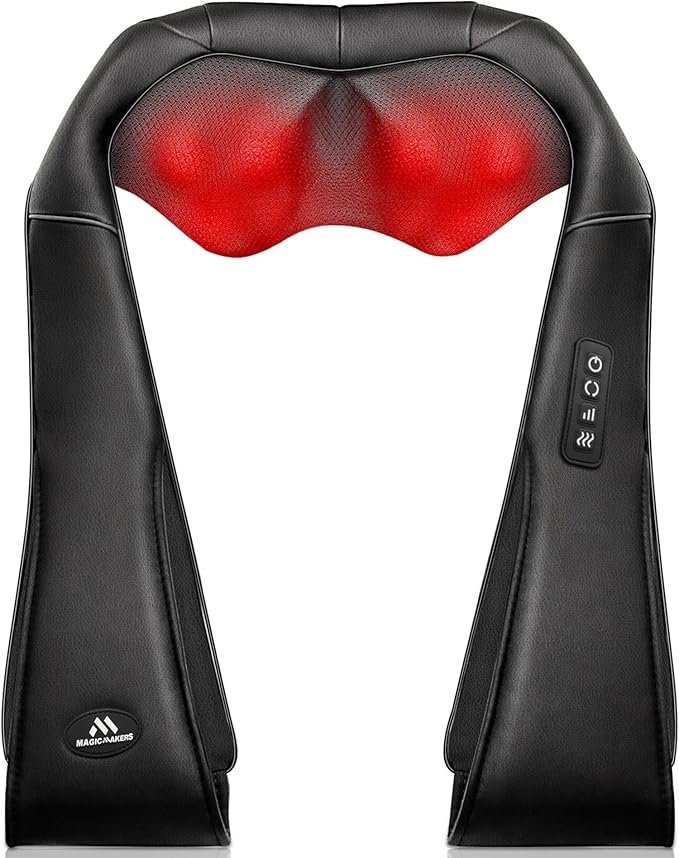 MagicMakers Electric Shiatsu Neck Massager with Heat - Pain Relief for Back, Shoulders & Feet - Gift for Men, Women, Mom & Dad - From Daughter or Son - Ideal for Christmas, Mother's Day & Father's Day