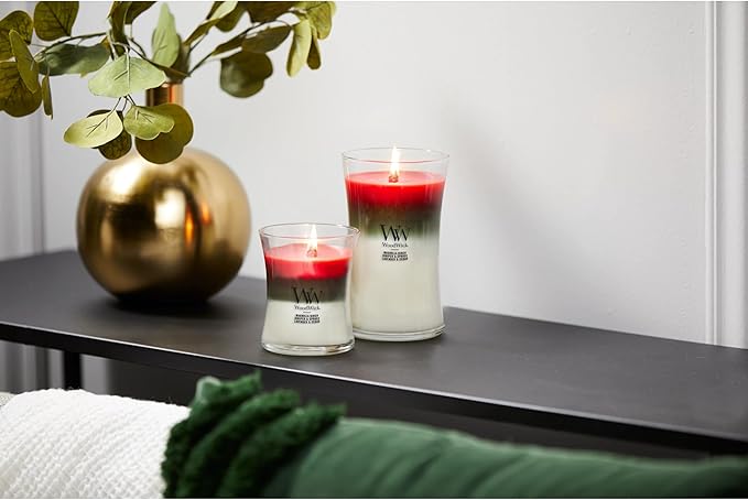 WoodWick Large Hourglass Candle Winter Garland - Premium Soy Blend Wax Pluswick Innovation Wood Wick Made in USA | Holiday Gifts for All