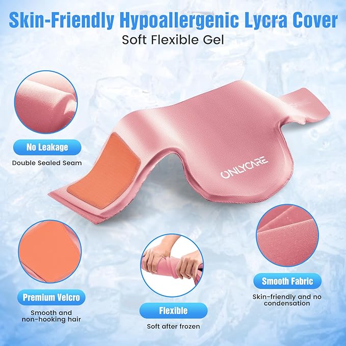 ONLYCARE Neck Ice Pack Wrap Gel - Upgraded Shoulder Ice Packs for Injuries Reusable, Hot and Cold Compress Ice Packs for Neck, Relief of Pain, Swelling, Sprains, Office Pressure