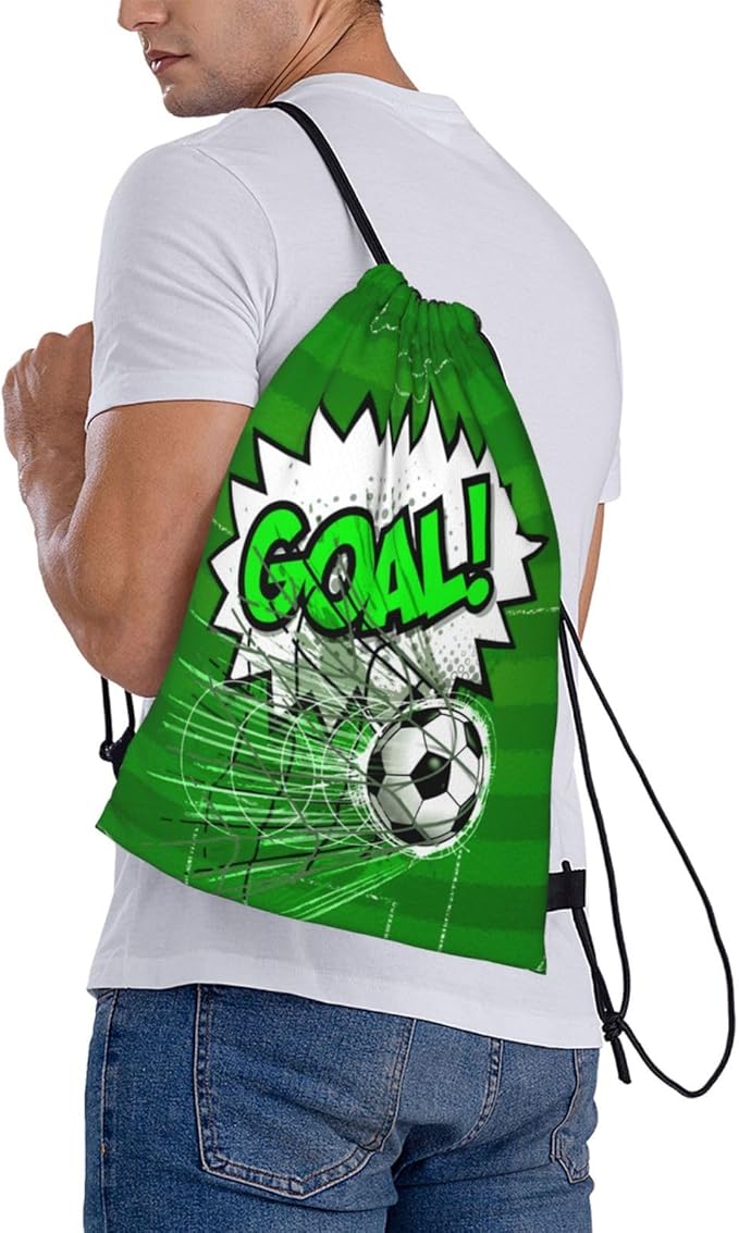 Soccer Drawstring Backpack Gym String Bag Water Resistant Drawstring Sackpack Sport For Womens Mens