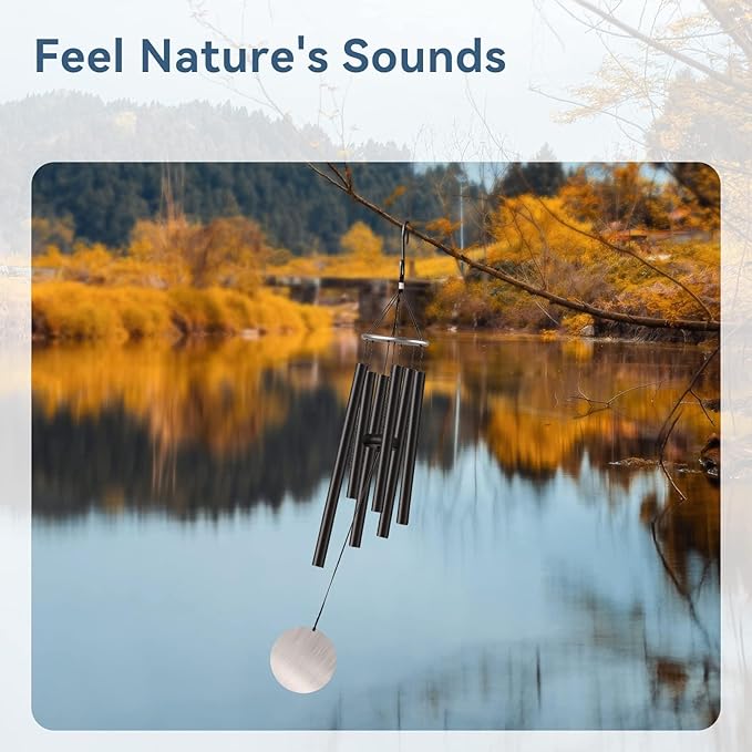 Wind Chimes for Outside, 32-inch Aluminum Deep Tone Wind Chimes, Memorial WindChimes Outdoor, Best Gifts for Mom, Grandma, Suitable for Garden, Patio, Backyard Decoration(Black)