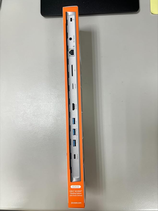 j5create USB-C 4K HDMI Docking Station (9-in-1), 4K HDMI, 5Gbps USB-A x3, Card Reader, PD 100W, Gigabit Ethernet, Combo Audio Jack, for MacBook, and Windows USB-C Laptop (JCD533)