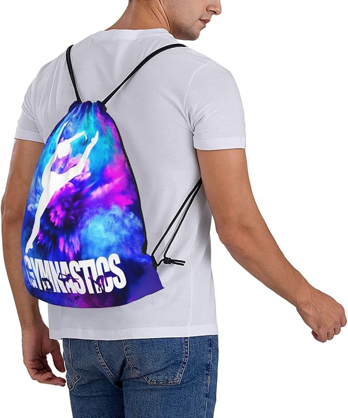 Gymnastics Drawstring Backpack Light Gym String Bag Pink Water Resistant Sackpack Sport Yoga Daypack For Womens Mens