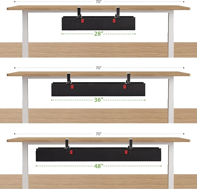 KEEGH Extra Large 48" Under Desk Cable Management Tray - Under Desk Cord Management - Clamp/Screw Mount - Support Upto 70lbs - Fabric Wire Management - Cable Raceways Tray Cord Hiders for Office/Home