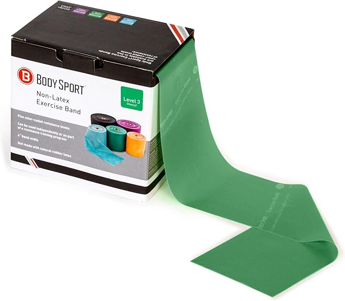 Body Sport Exercise Band, 50 yd. x 4 in. Roll - Home & Gym Fitness Equipment for Stretching, Strength Training & Physical Therapy