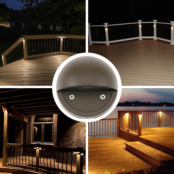 2W LED Deck Lighting Low Voltage Deck Lights Landscape Lighting Landscape Lights Outdoor Replaceable G4 LED Bulb 3000K Aluminum housing for Stair,Pathway,Walkway,Deck, Step,Yard Bronze, Pack of 10