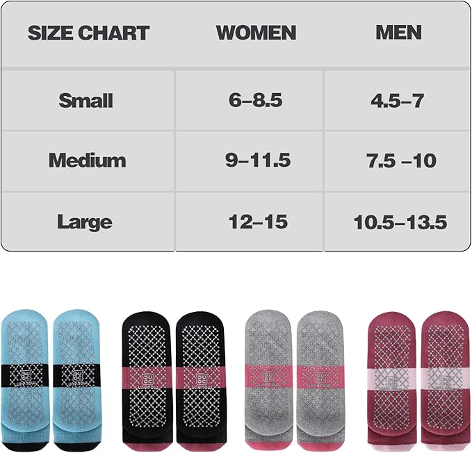 unenow Unisex Non Slip Grip Socks with Cushion for Yoga Pilates Barre Home & Hospital