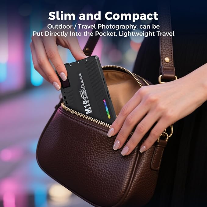 RGB Video Light, Pocket LED On-Camera Video Lights, 3000-9900K 360 Full Color 20 Light Effects, Portable Front & Back Phone Clip for Laptops, Phone and Camera, Vlogging, Photography, TikTok