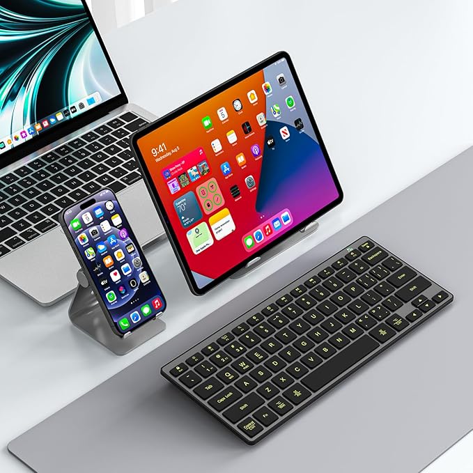 BFRIENDit Wireless Bluetooth Compact Keyboard Ultra - Quiet Chocolate Keys 2.4GHz Connection Slim Wireless Computer Keyboard for Mac, Windows 11/10/8/7/Vista, Microsoft & PC, Smart TV - Black