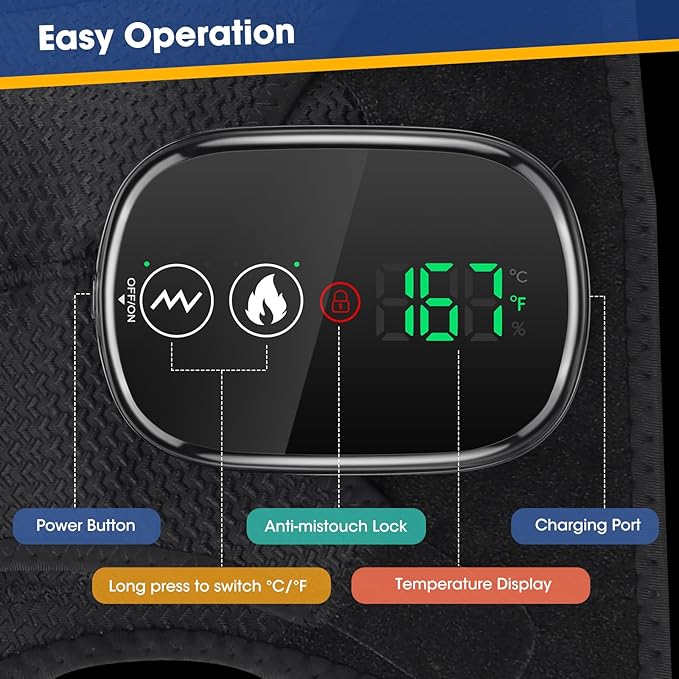 Cordless Shoulder Heating Pad with Massage, Heated Shoulder Wrap with Massage for Rotator Cuff Shoulder Brace, Shoulder Massager for Pain Relief Deep Tissue, Black