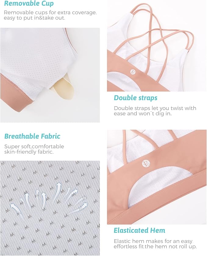 RUNNING GIRL Sports Bras for Women,Padded Sports Bra Tank Top Sexy Crisscross Back High Impact Longline Workout Yoga Bra