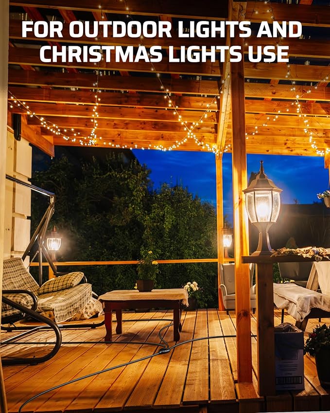 DEWENWILS Outdoor Extension Cord Multiple Outlets 45ft, Evenly Spaced 3 Outlets Plugs with Safety Cover, 16/3 SJTW Weatherproof Wire for Christmas Lights Holiday Decorations