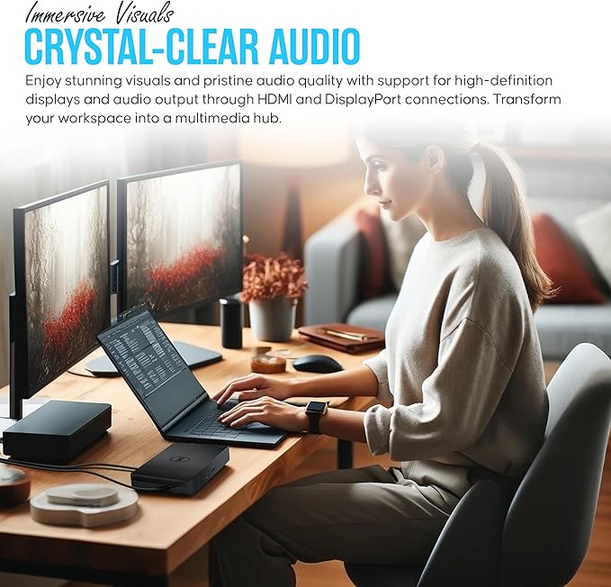 WD19S Docking Station Dual Monitor Bundle - Dock Station with 180W + USB Type-C + HDMI+ Dual DisplayPort - Ultimate Laptop Docking Station