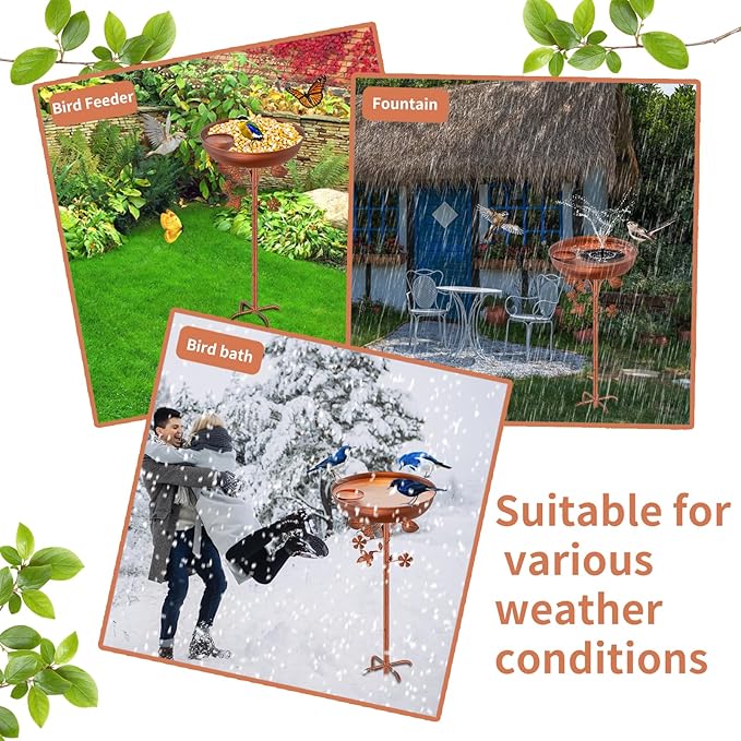 Metal Bird Bath for Outdoors Garden Birdbath Bowl, 39.6" Height Bird Feeders for Outside with 5 Prongs Base Stake, Standing Birdfeeders for Yard Lawn Decor (B)