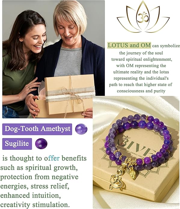 Bivei Natural Semi Precious Gemstone beads bracelet for women - Life Tree and Leaf Charm Energy Reiki Crystal Stretch Bracelets