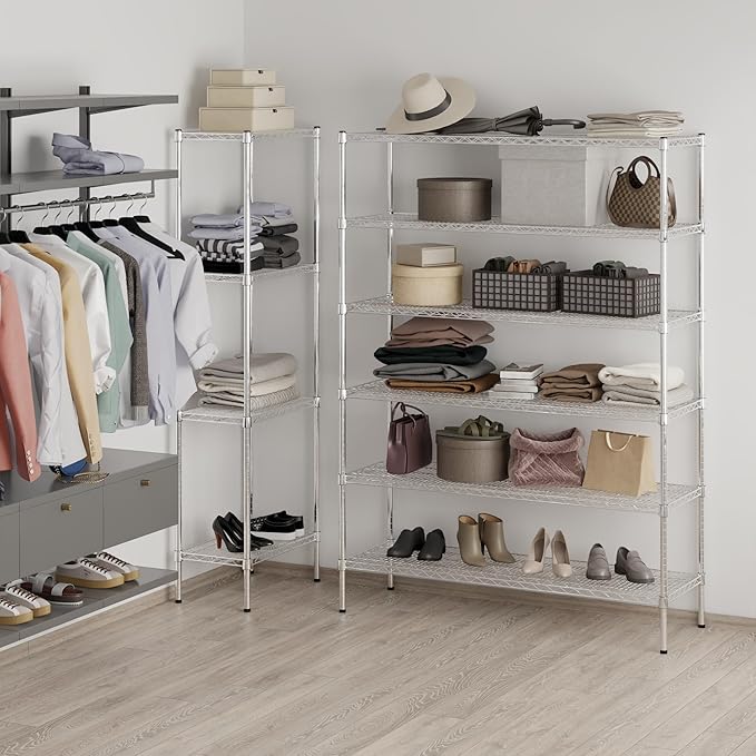 18" Deep x 54" Wide x 74" Height Wire Shelving Kit | 6-Tier | NSF Commercial Storage Rack Unit