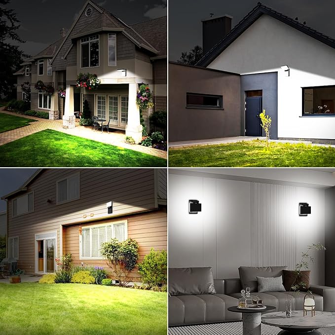 ledmo 60W LED Outdoor Wall Light 360° Rotatable Head with 180° Tilt Modern Commercial Security Lights Exterior Rotate Freely Patio Lighting 5000k IP66 for Porch/Yard/Garage,8 Pack