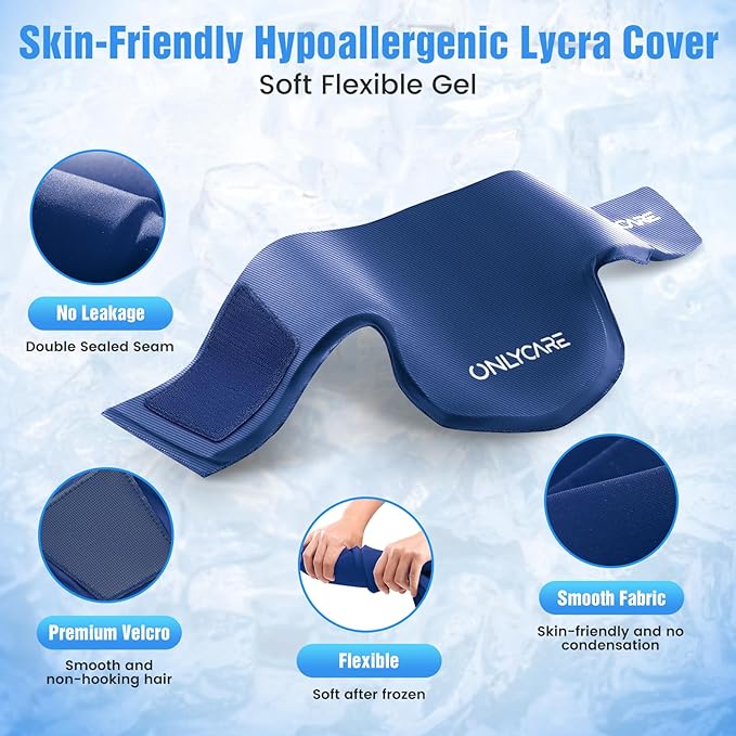 ONLYCARE Neck Ice Pack Wrap Gel - Upgraded Shoulder Ice Packs for Injuries Reusable, Hot and Cold Compress Ice Packs for Neck, Relief of Pain, Office Pressure, Swelling, Sprains