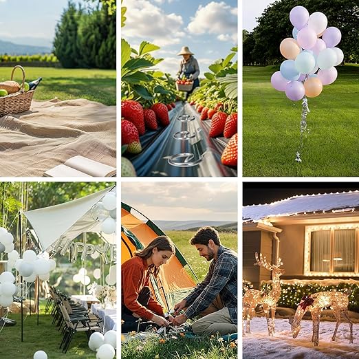 50pcs Landscape Fabric Staples 6 Inch, Galvanized Circle Top Landscape Pins Landscape Fabric Staples Garden Stakes Staples with Pick Hook Mallet for Weed Barrier Tent Stakes Outdoor Decor