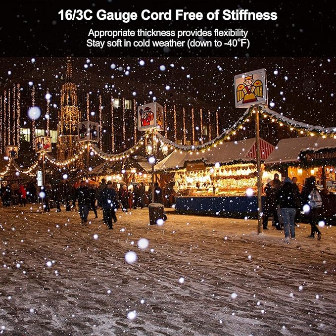 50FT 14 Gauge Outdoor Power Extension Cord,Seven Outlet Cable.Multiple Evenly-Spaced Plug Ideal for Landscaping Light,Stage Backlines,Holiday Decoration,Cord Splitter ETL Listed…