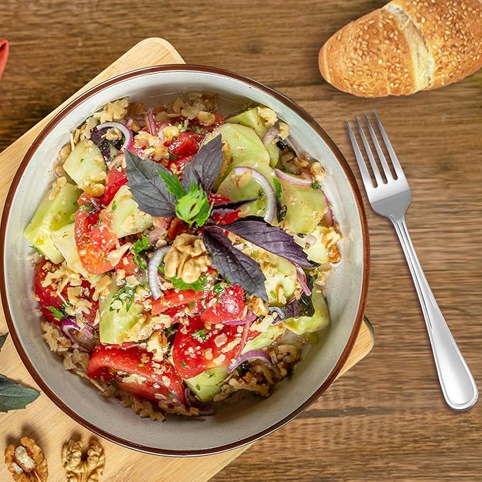 Dinner Fork Set -12 PCS Silver 18/0 Premium Food Grade Stainless Steel Flatware Salad Forks, Durable Metal Forks Silverware, Mirror Polished & Dishwasher Safe for Home, Kitchen, Restaurant