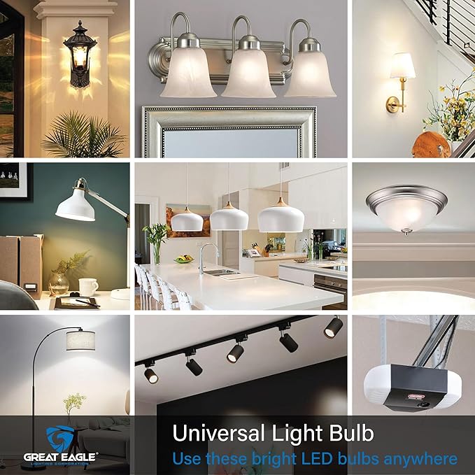 Great Eagle A19 LED Light Bulbs 100 Watt Equivalent - UL Listed - Daylight 5000K LED Light Bulbs, 15W Non-Dimmable, 1500 Lumens (6 Pack)