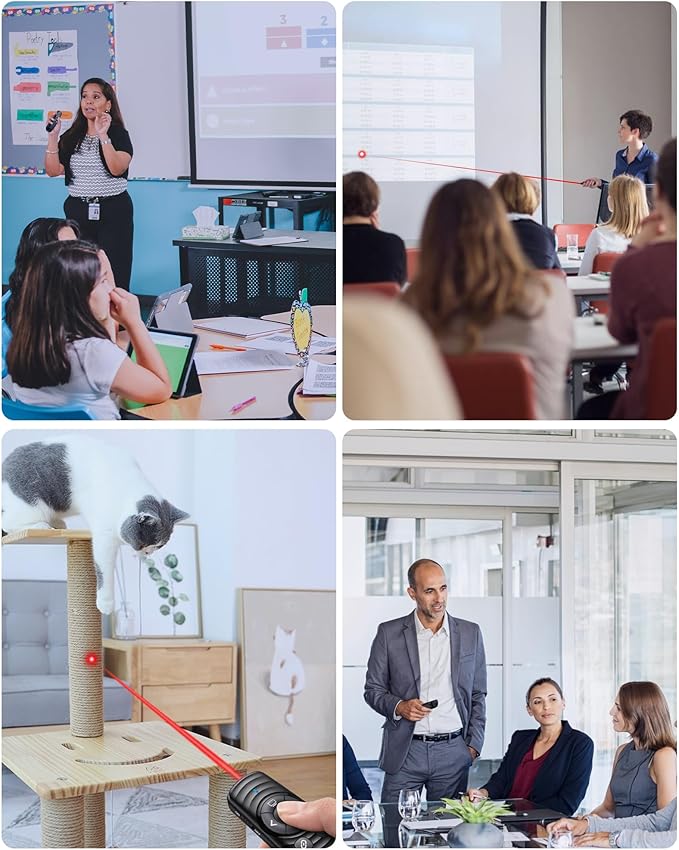 Wireless Presentation Clicker, Powerpoint Clicker Remote with Laser Pointer,Rechargeable Presentation Remote with Hyperlink & Volume Control for PowerPoint, Mac, Computer, Laptop