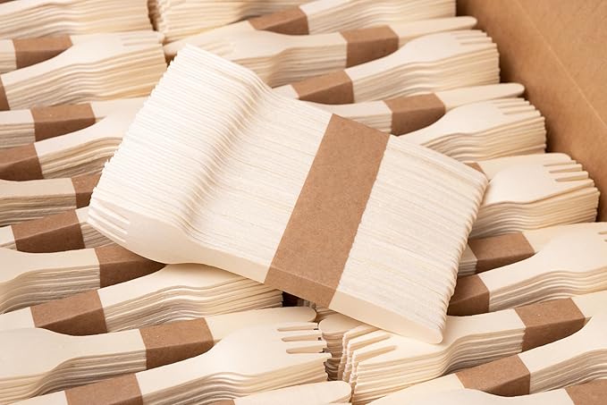 Disposable Wooden Cutlery Set - 100% Home Compostable - 2000 Forks, 6.5" Wooden Forks, Eco-Friendly, Organic, Sustainable and Carbon Neutral Certified