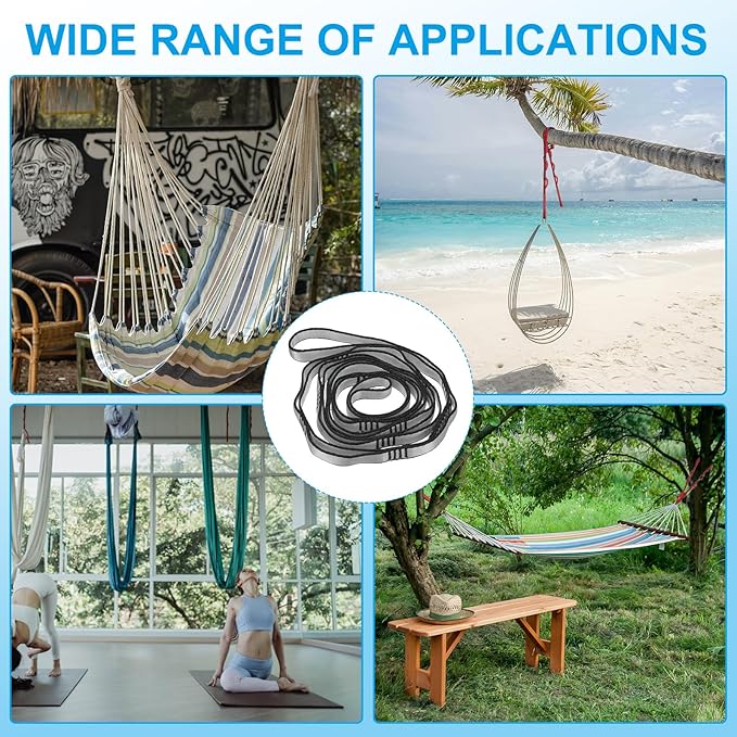 PATIKIL Daisy Chain Straps, Strong Climbing Strap Adjustable Nylon Chain Sling with Loops for Aerial Yoga Hammock Swing