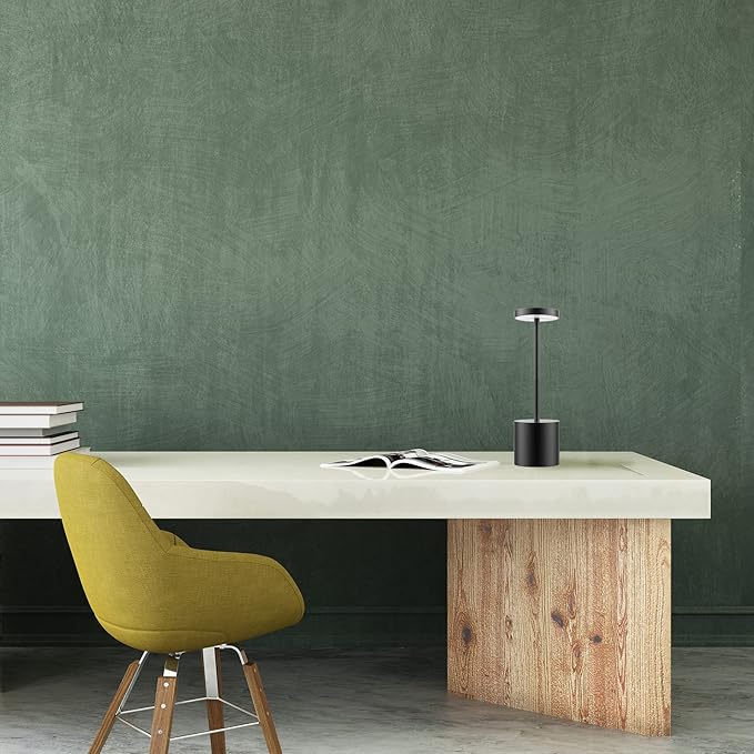 LED Cordless Table Lamp,Rechargeable 3 Color Stepless Dimming Battery Operated Lamp,Metal Portable Indoor and Outdoor Night Light,for Home Office/Living Room/Restaurant/Study.(Black)