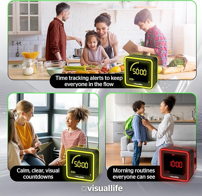 Visual Timer for Kids, Adults, ADHD, Autism & Dyslexia - New Timed Color Cues Anchor Focus, Track Progress & Guide Transitions - For Home, Teacher Classrooms, Homeschool, Business & Groups