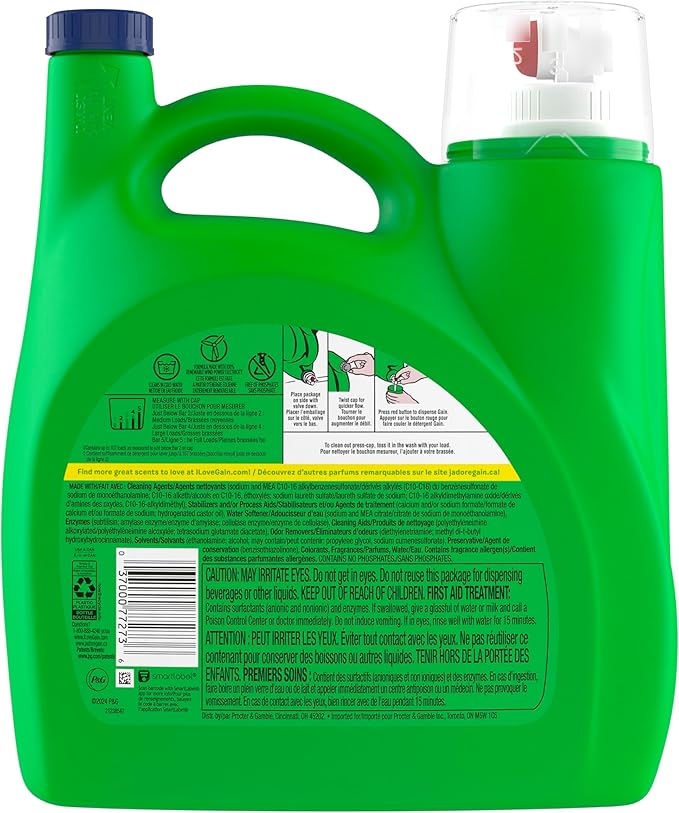 Gain + Aroma Boost Liquid Laundry Detergent Original Scent 107 Loads 154 oz HE Compatible (Pack of 2)
