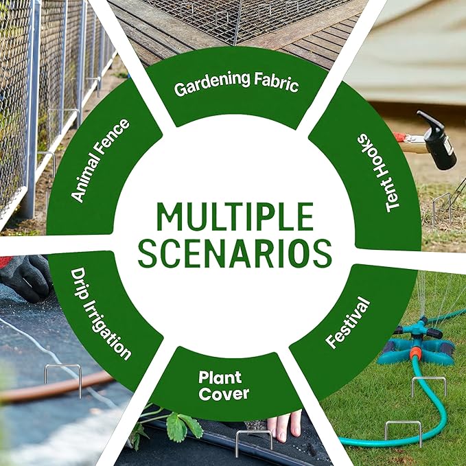 Mist Garden 6" Heavy Duty Landscape Staples - 100 Pack, 11 Gauge Galvanized Steel Garden Stakes for Weed Barrier Fabric, Ground Cover, Netting & Fence Anchoring (Durable Rust-Proof Design)