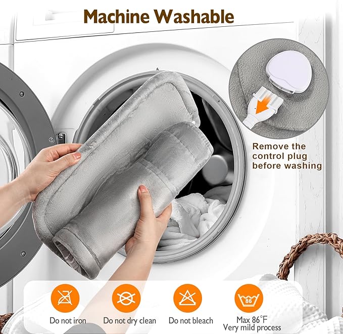 Electric Heating Pad for Neck and Shoulder with 6 Heating & 4 Timer Settings,Fast Heating Large Size Heated Wrap with Auto Shut Off & Machine Washable (Silver Gray, SN-S 22.8x16.5 inch)