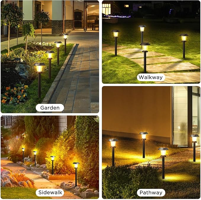 ALEPOD Solar Pathway Lights Outdoor - 10 Pack Solar Powered Garden Lights Waterproof, Decor Landscape Lighting with Three Lighting Modes for Yard, Lawn, Walkway, Driveway, Warm White