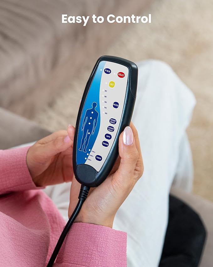 COMFIER Back Massager with Heat, Vibration Massage Seat Cushion with 8 Massage Nodes & 5 Modes, Adjustable Chair Massager Pad for Home Office, Heated Chair Pad,Gifts for Him Her