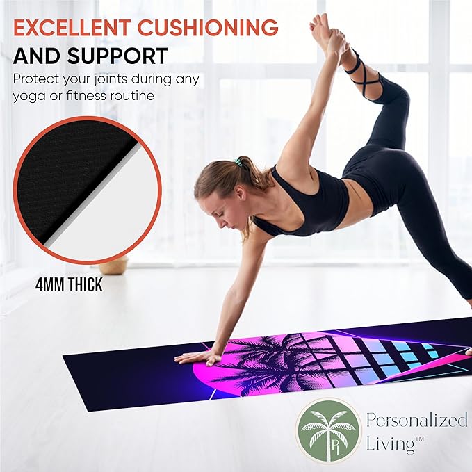 Custom Yoga Mat | Ships Next Day | Customize | Workout Mat for Men and Women | Non Slip Rubber Exercise Mat | 4mm Thick Gym Mat for Meditation, Pilates, Yoga, Gym
