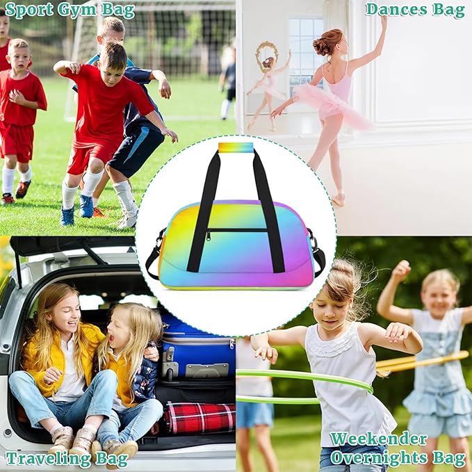 Sports Duffle Bags Rainbow Gradient Travel Gym Bag Weekender Bags Waterproof Overnight Bag Carry On Bag for Dance, Yoga