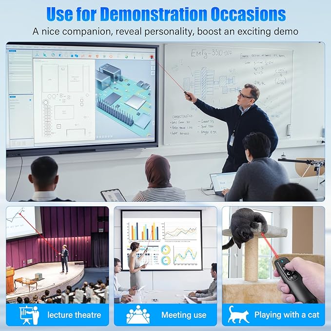 Presentation Clicker Wireless Presenter Remote Clicker, USB C PowerPoint Clicker for Presentation with Laser Pointer, RF 2.4GHz Computer Pointer Clicker Slide Advancer for Google Slides,Mac,Laptop